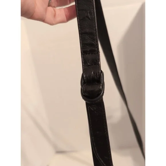 Vintage Sharif Black Reptile Embossed Leather Crossbody‎ Bag - Picture 13 of 16